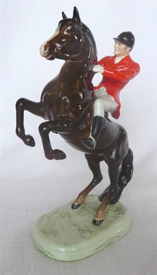 Lot 1064 - Beswick "Huntsman" on Rearing Brown Horse, model No. 868 (style 2), gloss, 25.4cm high on...