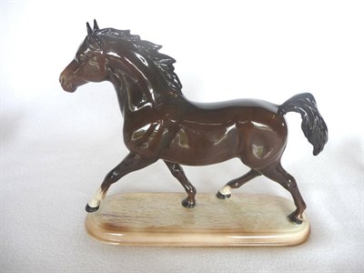 Lot 1065 - Beswick "Arab Stallion", model No. 2242 (trotting), issued 1970 - 1975, brown gloss, 21.6cm high on