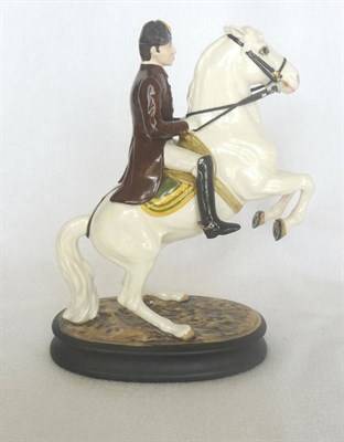 Lot 1067 - Beswick "Lipizzaner Stallion" with Rider, model No. 2467 (2nd version with tail attached to...