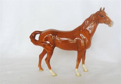 Lot 1068 - Beswick Chestnut Horse, model No. 1182 (first version swish tail), issued 1958 - 1967, gloss,...