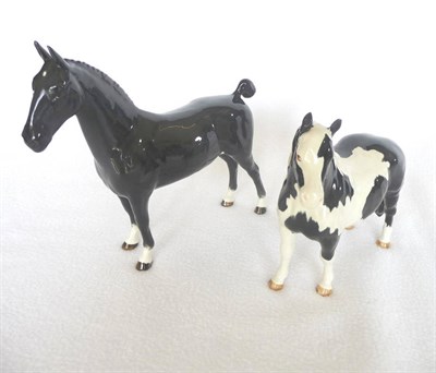 Lot 1069 - Beswick "Hackney Horse "Black Magic of Nork", model No. 1361, black gloss with small white...