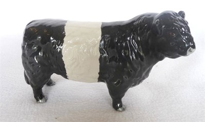 Lot 1075 - Beswick "Galloway Bull - Belted", model No.1746B, black and white, 11.9cm high