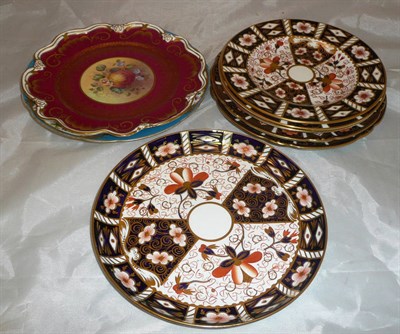 Lot 3 - Six Royal Crown Derby plates and two other plates