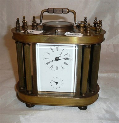 Lot 8 - Brass carriage clock, with key