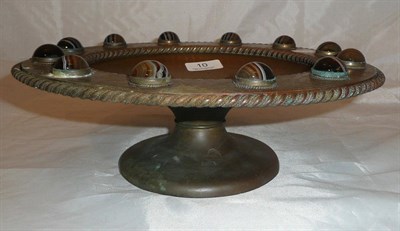 Lot 10 - Bronzed pedestal dish mounted with agates