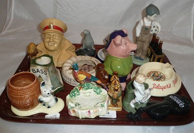 Lot 14 - Assorted ceramics including Doulton Army Club advertising ashtray, Wade pig etc