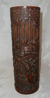 Lot 24 - A Chinese carved bamboo section vase