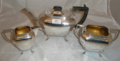 Lot 25 - Three piece silver 'panelled' tea service, 45oz