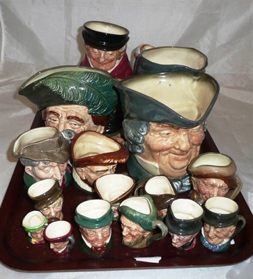 Lot 28 - A collection of Doulton character jugs including Granny, The Huntsman and two miniature...