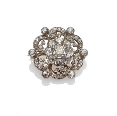 Lot 200 - A Late 19th Century Diamond Cluster Brooch, an old cut diamond within a border of eight smaller old