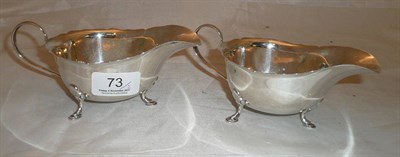 Lot 73 - Pair of silver sauce boats, Sheffield 1938 by Mappin & Webb, 6oz