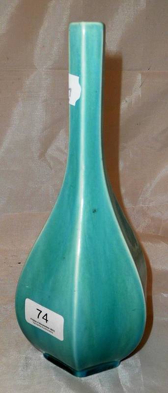 Lot 74 - Blue glazed vase, probably Lancastrian