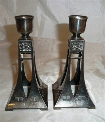 Lot 80 - Pair of WMF pewter candlesticks