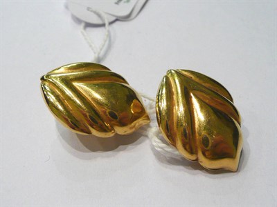 Lot 145 - A pair of 18ct gold clip on earrings