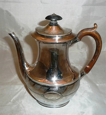 Lot 178 - Victorian silver coffee pot initialled 'GDP', 23oz