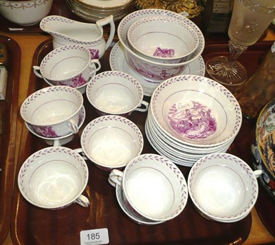 Lot 185 - An early 19th century Staffordshire part tea service, transfer printed in puce