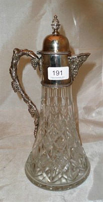 Lot 191 - A heavy cut glass claret jug with silver mount, Birmingham 1972
