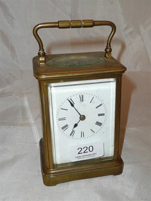 Lot 220 - A brass striking carriage clock