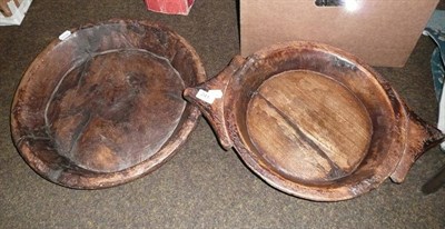 Lot 241 - Two handled carved rustic bowl and another
