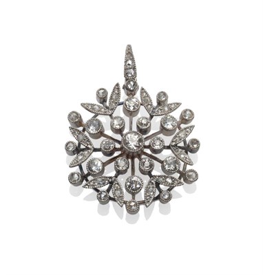Lot 220 - A Diamond Pendant, circa 1900, the cluster set with old cut and rose cut diamonds in white...