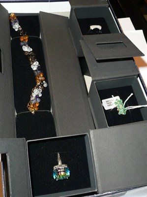 Lot 255 - A collection of jewellery including bracelets with faceted gemstones, gem set rings