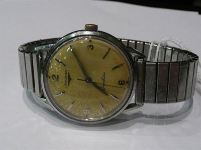 Lot 257 - A stainless steel centre seconds wristwatch, signed Longines