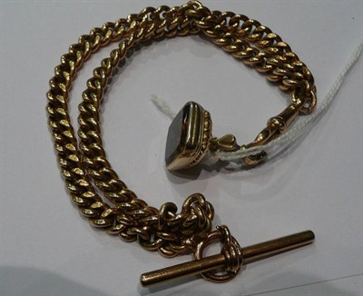 Lot 258 - A 9ct gold Albert chain hung with a fob (chain 42g)