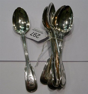 Lot 297 - A composite set of six fiddle and thread pattern teaspoons, London 1817 (4) and 1845 (2), 6.2oz