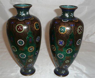 Lot 309 - A pair of Japanese cloisonne enamel vases