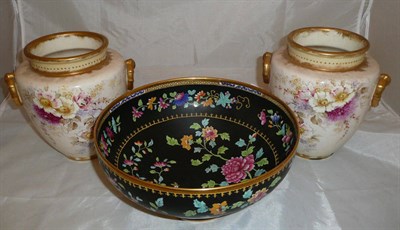 Lot 328 - Pair of Bonn vases and a Spode bowl