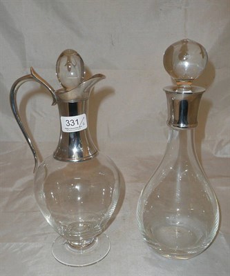 Lot 331 - A modern glass claret jug with silver mount JA Campbell, London and a modern glass decanter...