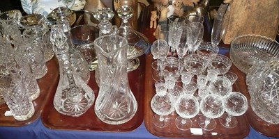 Lot 336 - Four trays of assorted drinking glasses, cut glass bowls, crystal etc