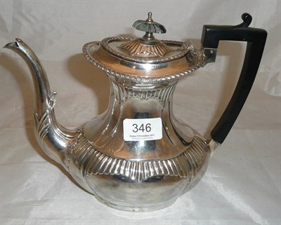 Lot 346 - Silver part fluted coffee pot, Sheffield, 26oz