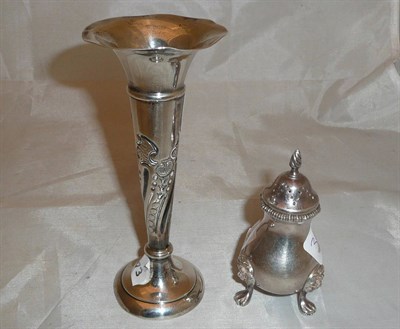 Lot 360 - Silver vase and pepperpot