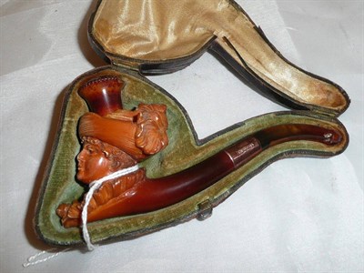 Lot 370 - A carved meerschaum cheroot holder in the form of a lady, cased