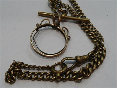 Lot 396 - A 9ct gold watch chain with t-bar and coin mount, 27g