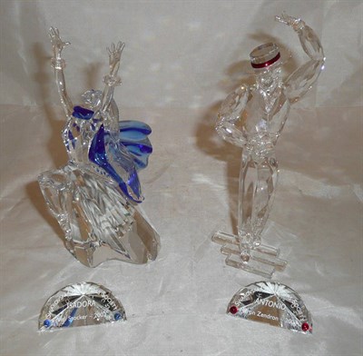 Lot 414 - Two Swarovski crystal figures, Antonio and Isadora, both boxed with crystal name plaques