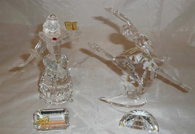 Lot 415 - Two Swarovski crystal figures, Anna and Columbine, both boxed with crystal name plaques