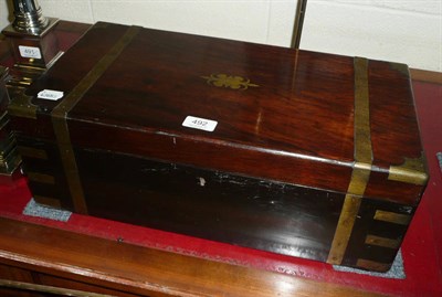 Lot 492 - A rosewood and brass strung writing slope