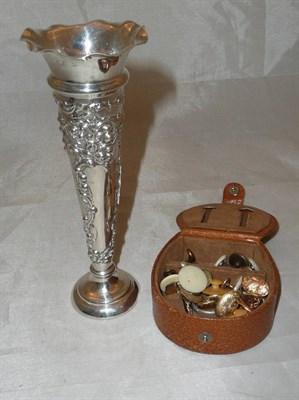 Lot 497 - A silver bud vase, gold cufflinks etc