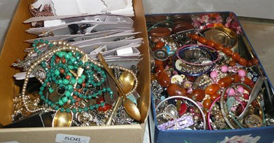 Lot 506 - Two boxes of costume jewellery