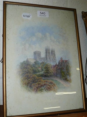 Lot 540 - George Fall (British) 'Vignette of York Minster' signed and inscribed 'York', 33cm x 24cm