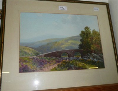 Lot 542 - H W Hicks, bodycolour 'The Dartmeet Bridge, Dartmoor'