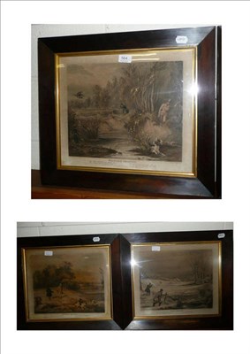 Lot 564 - Fairland after Turner a set of three aquatints in rosewood frames - Partridge shooting, Snipe...