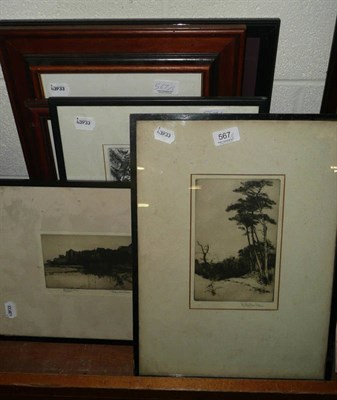 Lot 567 - Six various signed etchings