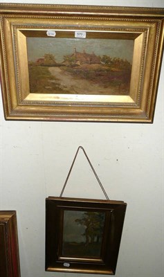 Lot 570 - 19th century gilt framed oil on canvas signed Charles and a small oil landscape signed Walker