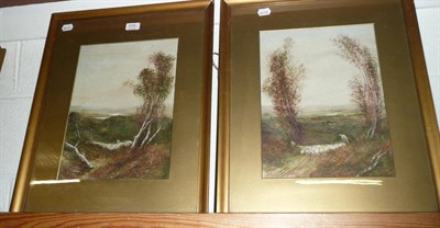 Lot 575 - Fred Hines, pair of framed gouaches shepherd and sheep in a landscape