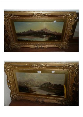 Lot 577 - G Leslie, pair of oil paintings - highland scenes, contained within ornate gilt frames