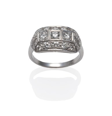 Lot 253 - An Art Deco Style Diamond Cluster Ring, the pierced plaque form set with round brilliant cut...