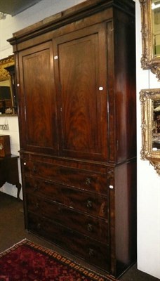 Lot 590 - A William lV mahogany linen press